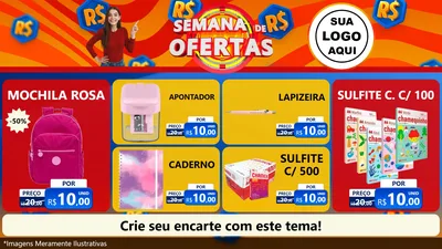 Modelo de TV para TV Horizontal com o tema Semana de Ofertas para Papelaria