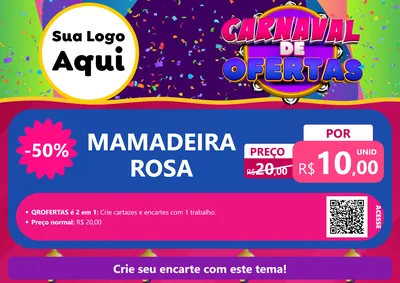 Modelo de Cartaz para Cartaz A4 Horizontal com o tema Carnaval de Ofertas para Bebês
