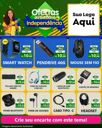 Modelo de Rede Social para Feed Instagram com o tema Ofertas da Semana da Independência para Informática