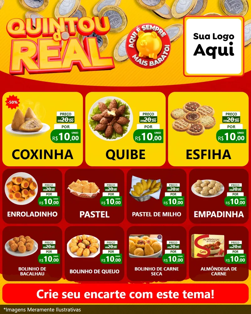 Modelo de Rede Social para Feed Instagram com o tema Quintou do Real para Salgadaria