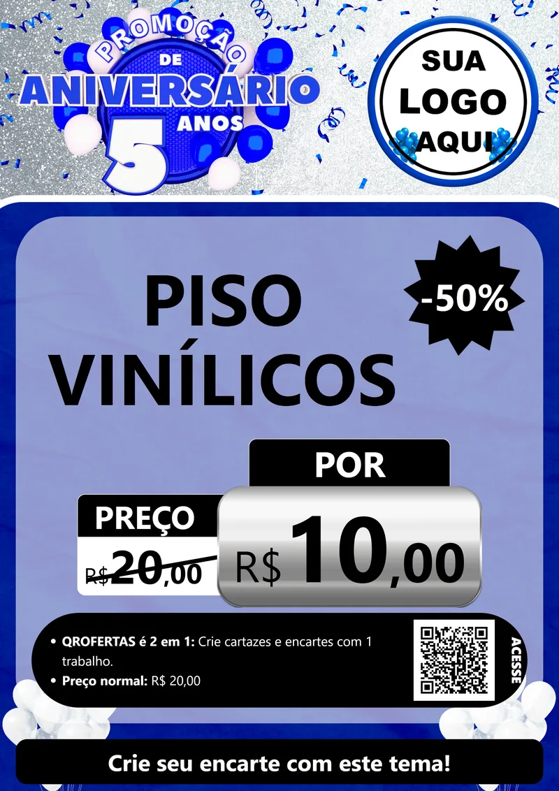 Modelo de Cartaz para Cartaz A4 Vertical com o tema Promoção de Aniversário - 5 Anos para Material para Construção