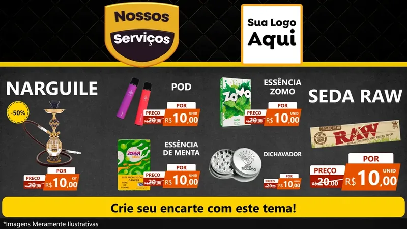 Modelo de TV para TV Horizontal com o tema Nossos Serviços para Tabacaria