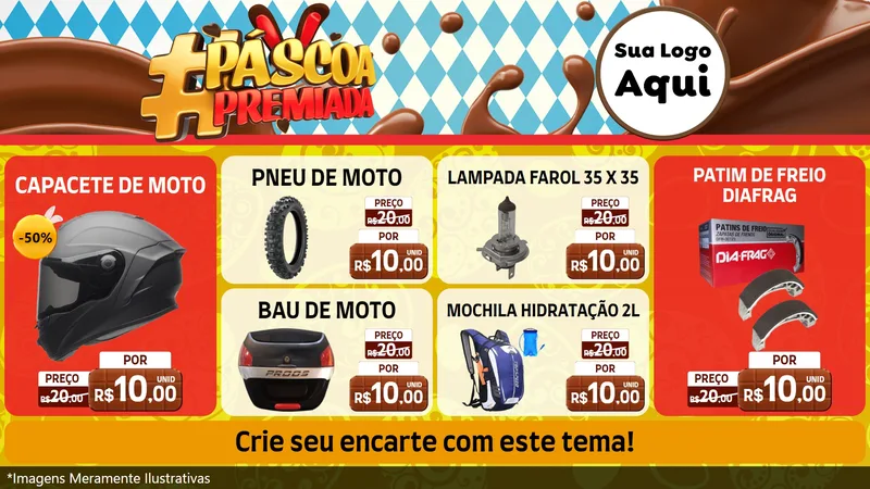Modelo de TV para TV Horizontal com o tema Páscoa Premiada para Moto peças
