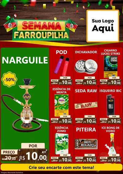 Modelo de Encarte para Encarte A4 Vertical com o tema Semana Farroupilha para Tabacaria