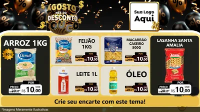 Modelo de TV para TV Horizontal com o tema Agosto Mês do Desconto Louco para Supermercado