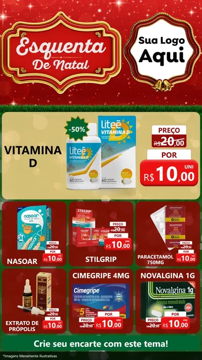 Modelo de Rede Social para Stories com o tema Esquenta de Natal para Farmácia