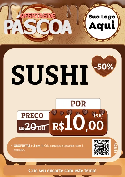 Modelo de Cartaz para Cartaz A4 Vertical com o tema Ofertas de Páscoa para Comida japonesa