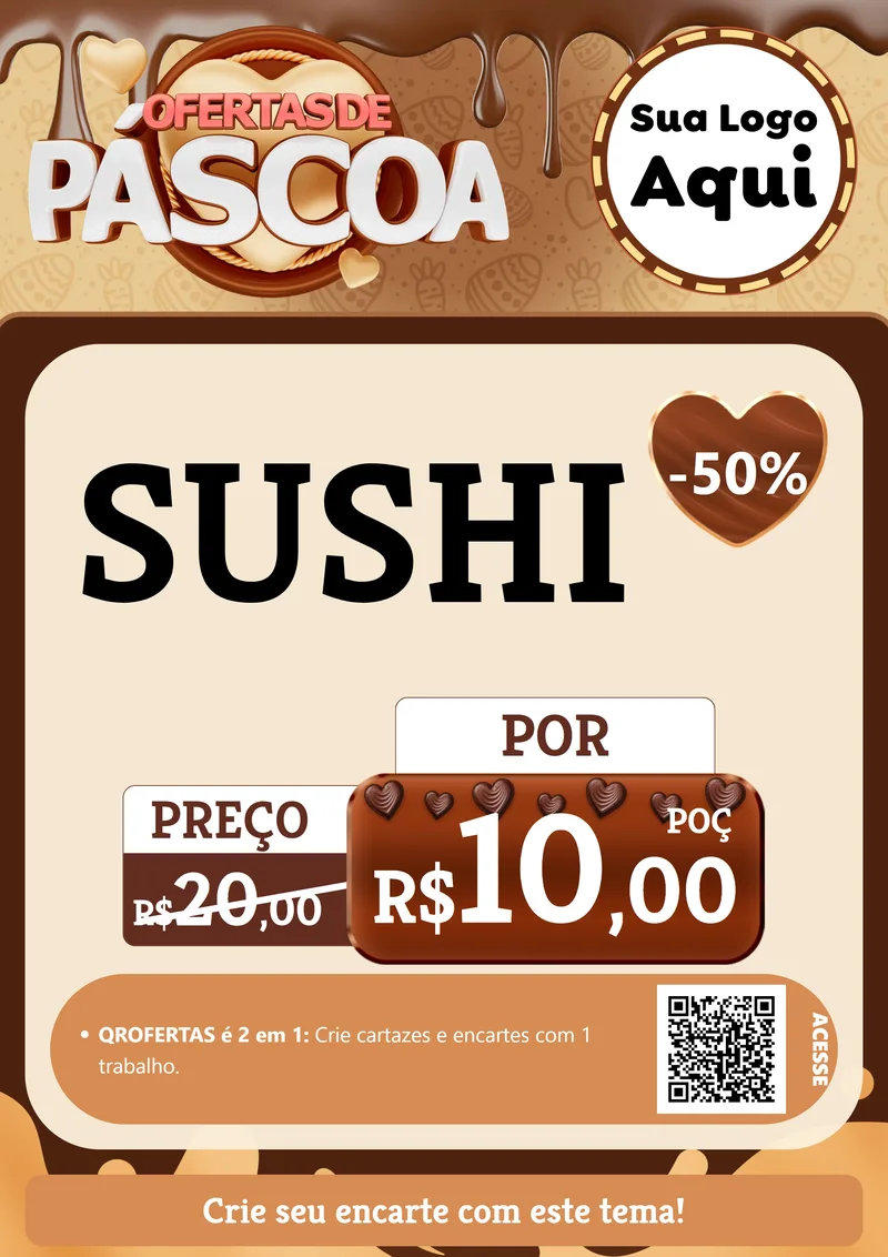 Modelo de Cartaz para Cartaz A4 Vertical com o tema Ofertas de Páscoa para Comida japonesa