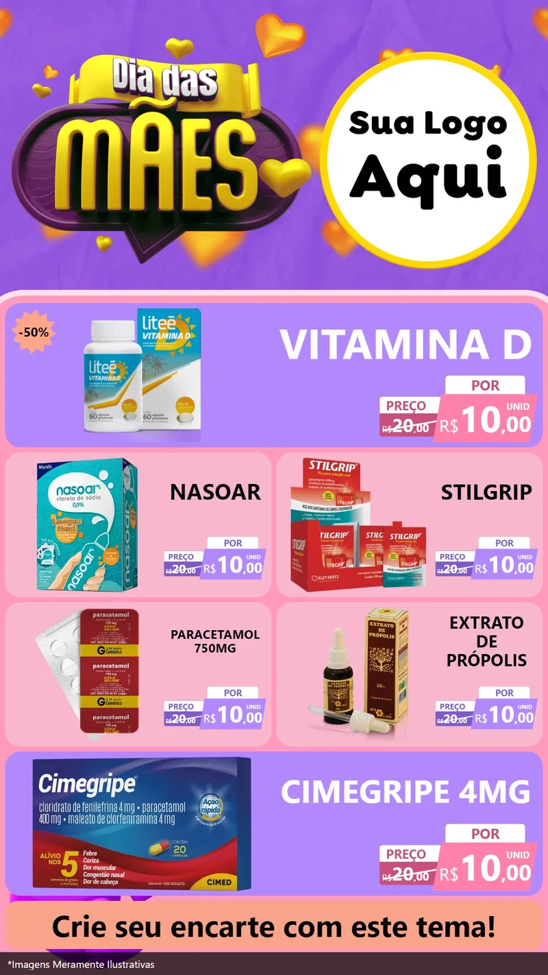 Modelo de TV para TV Vertical com o tema Dia das Mães para Farmácia