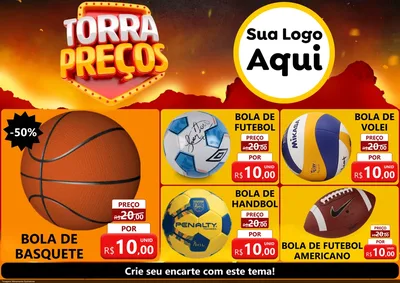 Modelo de Encarte para Encarte A4 Horizontal com o tema Torra Preços para Artigos Esportivos