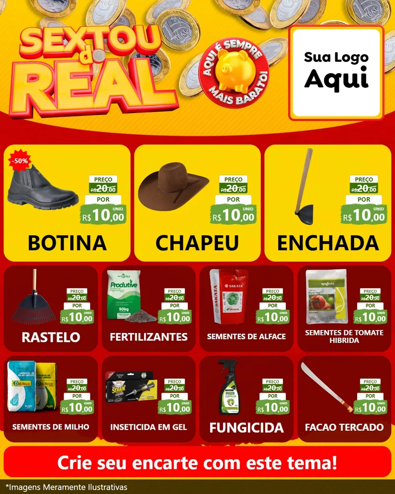 Modelo de Rede Social para Feed Instagram com o tema Sextou do Real para Agropecuária