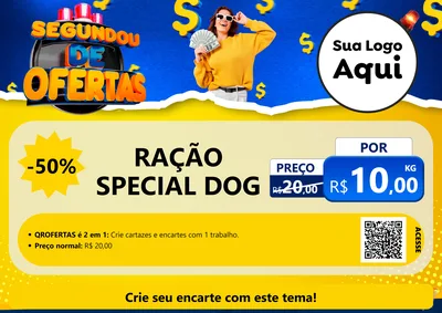 Modelo de Cartaz para Cartaz A4 Horizontal com o tema Segundou de Ofertas para Pet Shop