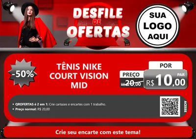 Modelo de Cartaz para Cartaz A4 Horizontal com o tema Desfile de Ofertas para Calçados