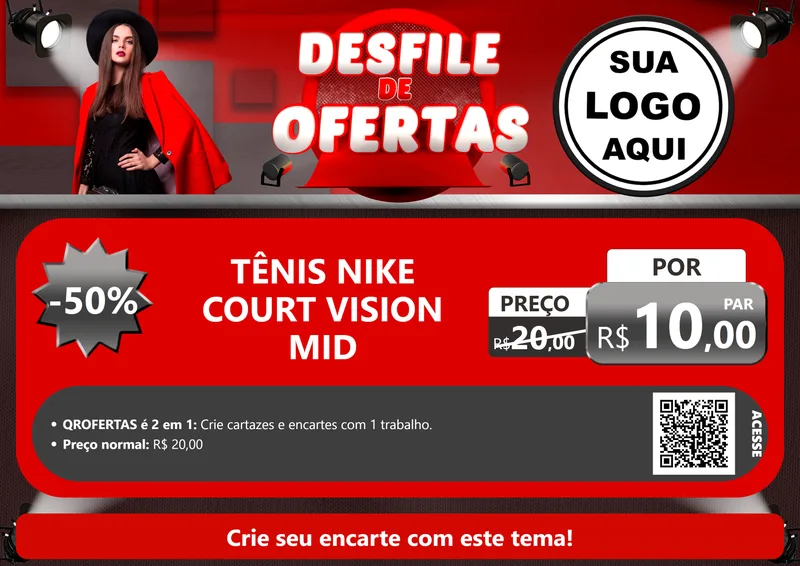 Modelo de Cartaz para Cartaz A4 Horizontal com o tema Desfile de Ofertas para Calçados