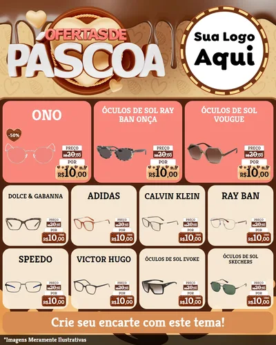 Modelo de Rede Social para Feed Instagram com o tema Ofertas de Páscoa para Óticas