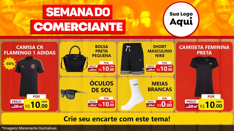 Modelo de TV para TV Horizontal com o tema Semana do Comerciante para Roupas e acessórios
