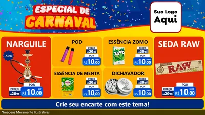 Modelo de TV para TV Horizontal com o tema Especial de Carnaval para Tabacaria