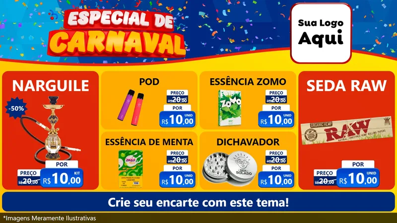 Modelo de TV para TV Horizontal com o tema Especial de Carnaval para Tabacaria