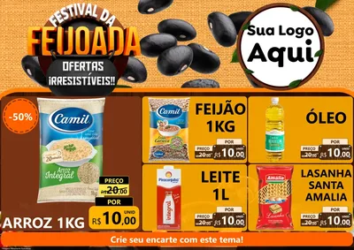 Modelo de Encarte para Encarte A4 Horizontal com o tema Festival da Feijoada para Supermercado