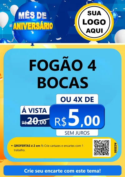 Modelo de Cartaz para Cartaz A4 Vertical com o tema Mês de Aniversário para Móveis e Eletro