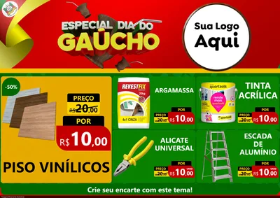 Modelo de Encarte para Encarte A4 Horizontal com o tema Especial Dia do Gaúcho para Material para Construção