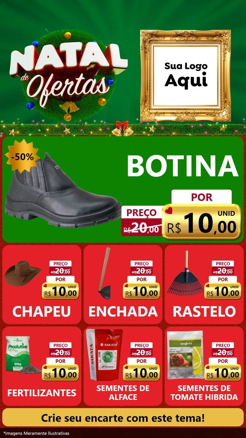 Modelo de Rede Social para Stories com o tema Natal de Ofertas para Agropecuária
