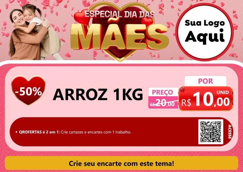 Modelo de Cartaz para Cartaz A4 Horizontal com o tema Especial Dia Das Mães para Supermercado