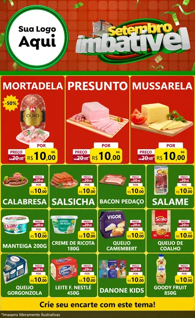 Modelo de Encarte para Encarte Grande com o tema Setembro Imbatível para Frios e Laticínios