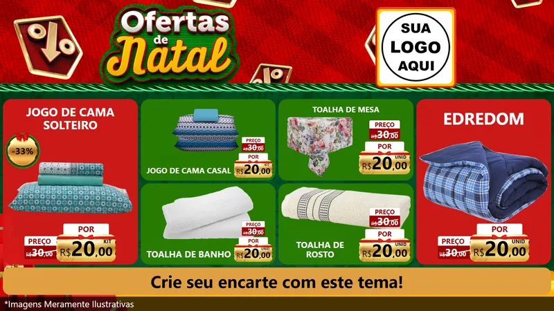 Modelo de TV para TV Horizontal com o tema Ofertas de Natal para Cama, Mesa e Banho