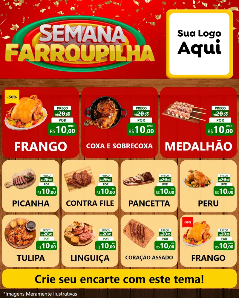 Modelo de Rede Social para Feed Instagram com o tema Semana Farroupilha para Assados