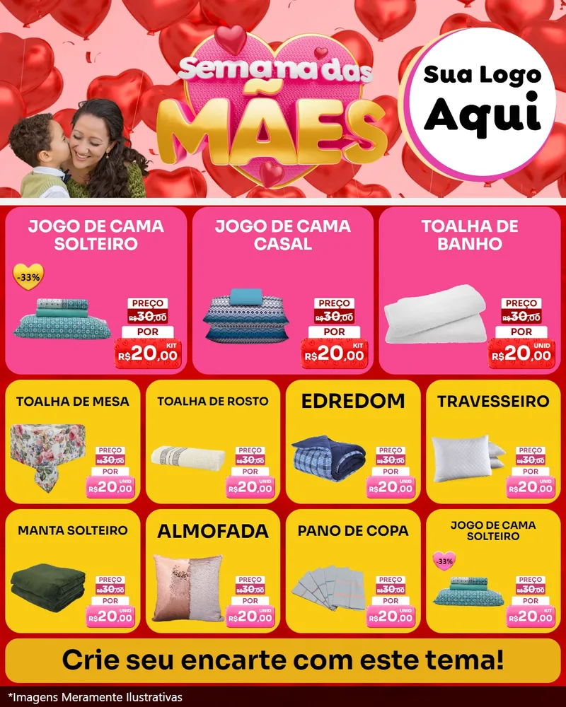 Modelo de Rede Social para Feed Instagram com o tema Semana Das Mães para Cama, Mesa e Banho