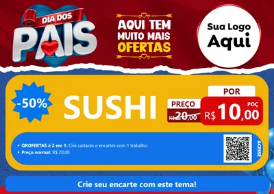 Modelo de Cartaz para Cartaz A4 Horizontal com o tema Dia dos Pais para Comida japonesa