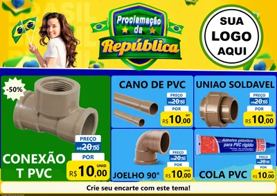 Modelo de Encarte para Encarte A4 Horizontal com o tema Proclamação da República para Tubos e conexões