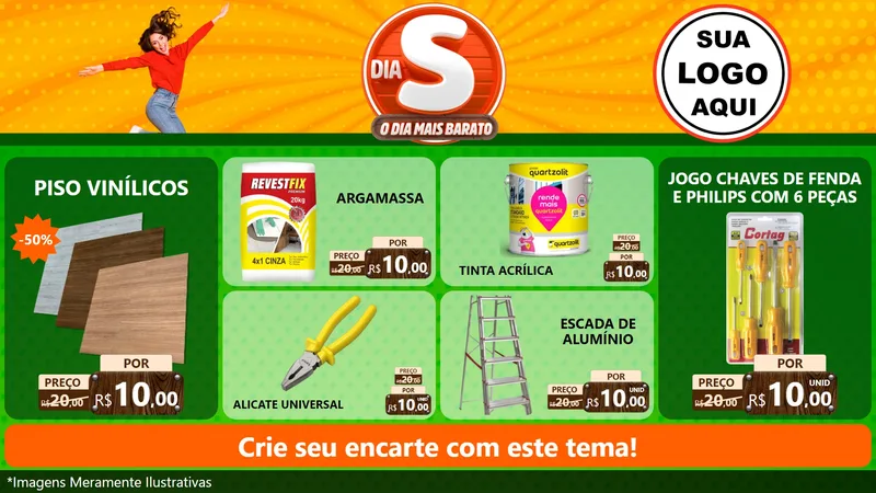 Modelo de TV para TV Horizontal com o tema Dia S - O Dia Mais Barato para Material para Construção