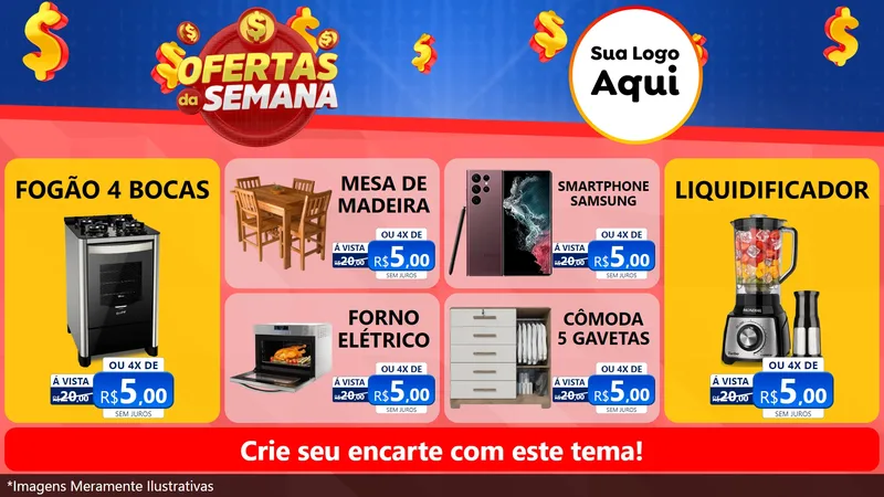 Modelo de TV para TV Horizontal com o tema Ofertas Da Semana para Móveis e Eletro