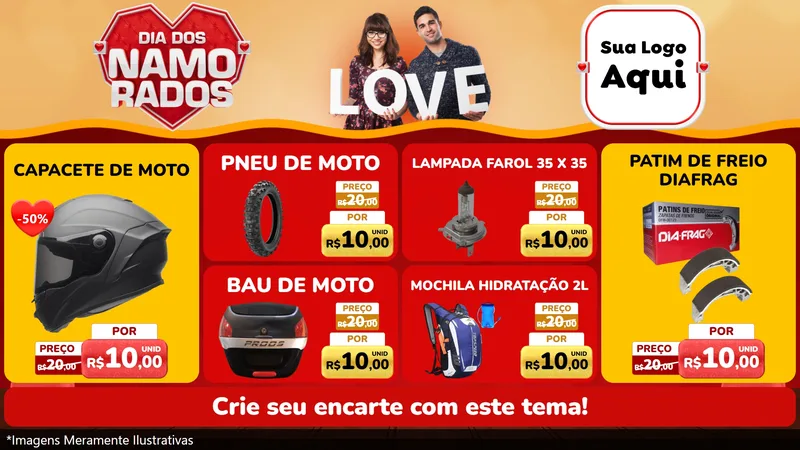 Modelo de TV para TV Horizontal com o tema Dia dos Namorados para Moto peças