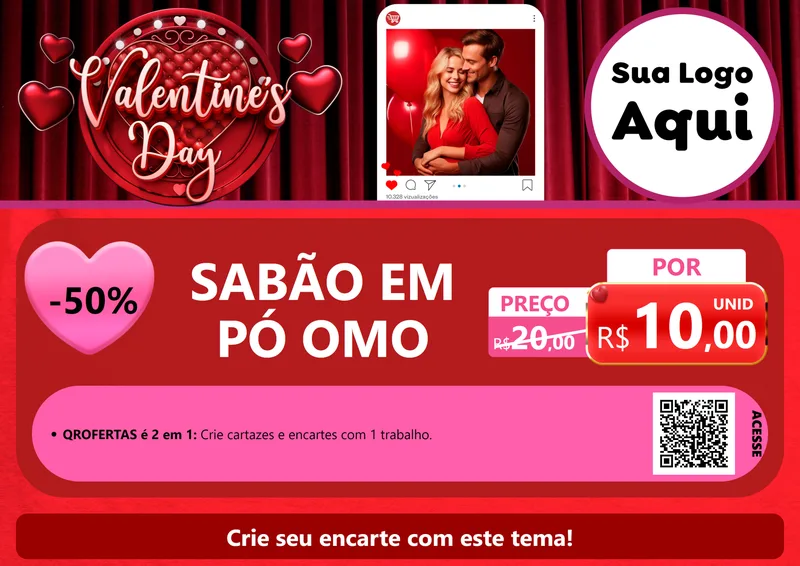 Modelo de Cartaz para Cartaz A4 Horizontal com o tema Valentine's Day para Produtos de Limpeza