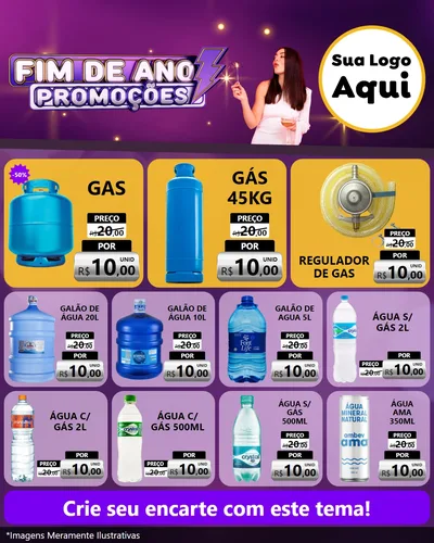 Modelo de Rede Social para Feed Instagram com o tema Fim de Ano Promoções para Água e gás
