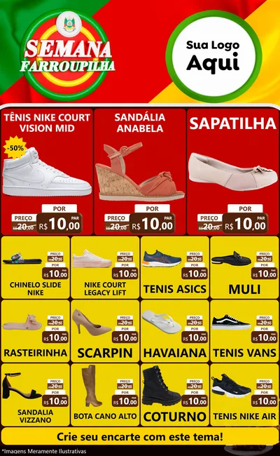 Modelo de Encarte para Encarte Grande com o tema Semana Farroupilha para Calçados