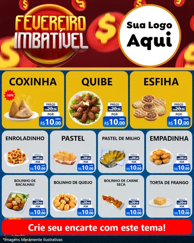 Modelo de Rede Social para Feed Instagram com o tema Fevereiro Imbatível para Salgadaria