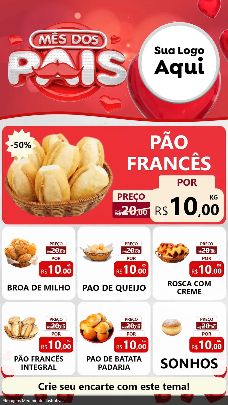 Modelo de Rede Social para Stories com o tema Mês dos Pais para Padaria