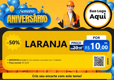 Modelo de Cartaz para Cartaz A4 Horizontal com o tema Semana de Aniversário para Hortifrúti