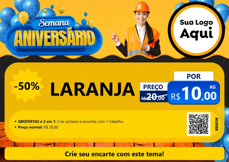 Modelo de Cartaz para Cartaz A4 Horizontal com o tema Semana de Aniversário para Hortifrúti