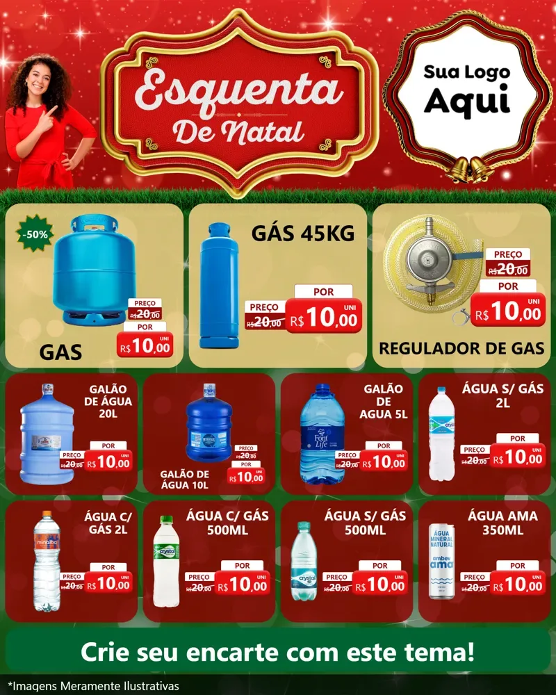Modelo de Rede Social para Feed Instagram com o tema Esquenta de Natal para Água e gás