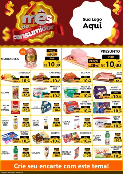 Modelo de Encarte para Encarte A4 Vertical com o tema Mês do consumidor para Frios e Laticínios