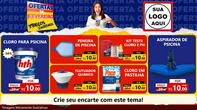 Modelo de TV para TV Horizontal com o tema Ofertas de Fevereiro - Preços Incríveis para Produtos para Piscina