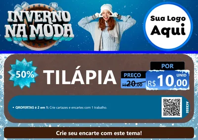 Modelo de Cartaz para Cartaz A4 Horizontal com o tema Inverno na Moda para Peixaria