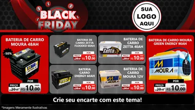 Modelo de TV para TV Horizontal com o tema Black Friday para Baterias Elétricas