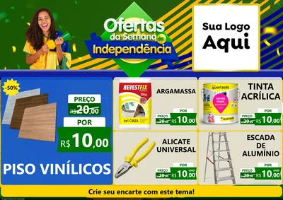Modelo de Encarte para Encarte A4 Horizontal com o tema Ofertas da Semana da Independência para Material para Construção