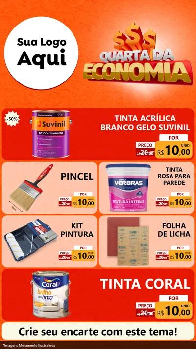 Modelo de TV para TV Vertical com o tema Quarta da Economia para Tintas e Ferramentas